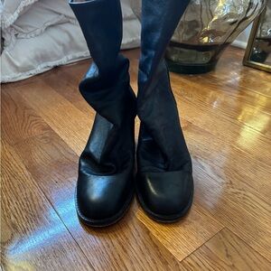 Free People Black Leather Heeled Boots